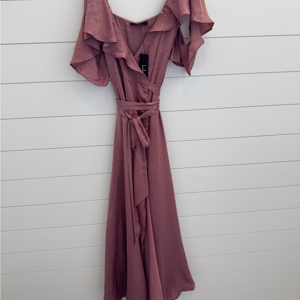 Lulu's Pink Ruffle Wrap Dress